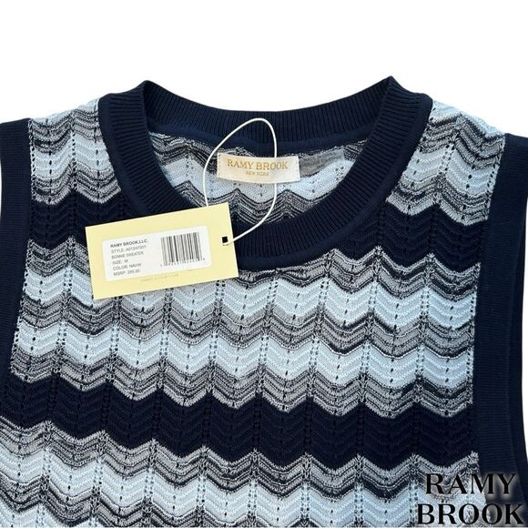 Ramy Brook **NWT** Bonnie Bonnie Sleeveless Knit Sweater in Navy Blue Twist - Picture 14 of 14
